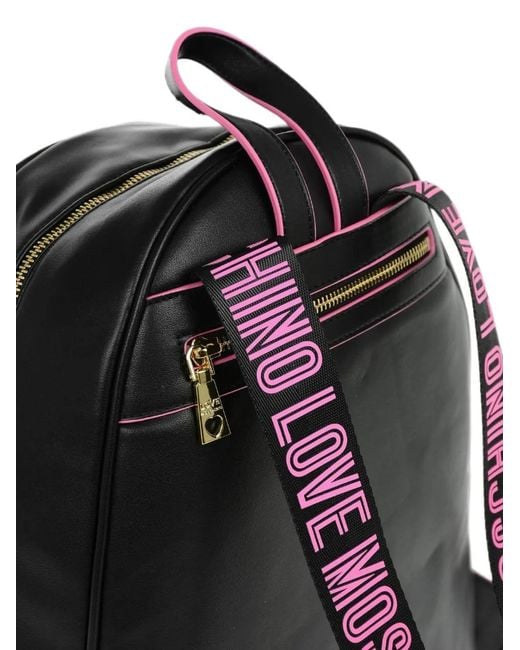 Moschino Black Love Faux-Leather Buckle-Detail Backpack