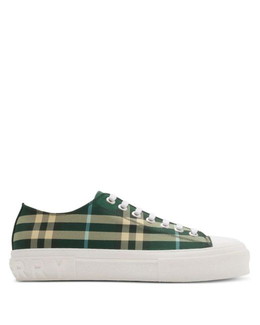 メンズ Burberry チェック スニーカー Green