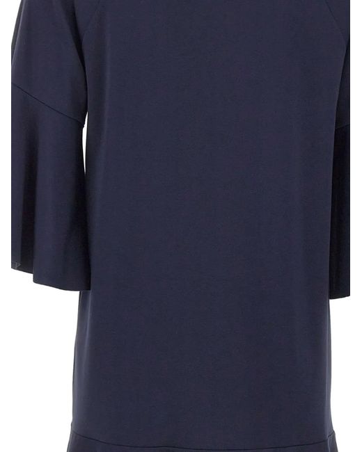 Kaos Blue Raglan-Sleeves Ruffle Dress