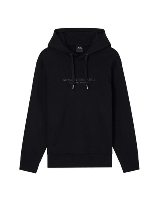 ARMANI EXCHANGE Blue Logo-Detail Hoodie for men
