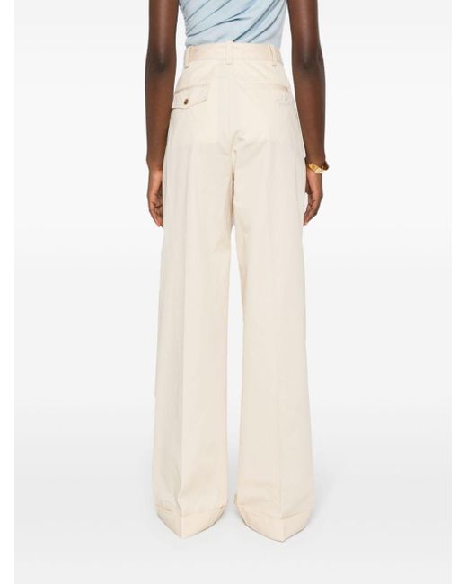 Maison Kitsuné White Logo-embroidered Pleated Straight Trousers