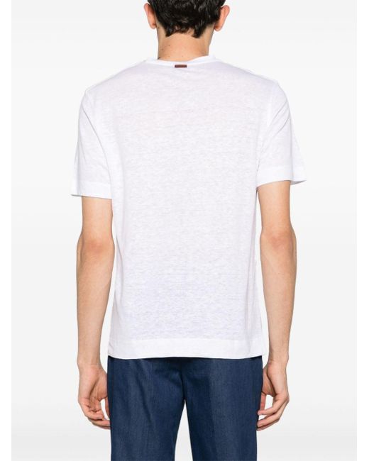 Zegna White Semi-sheer Linen T-shirt for men