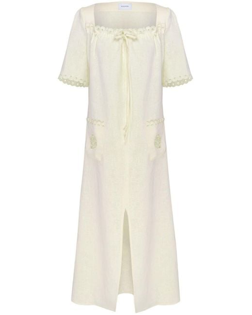 Sleeper White Sofia Embroidered Linen Dress