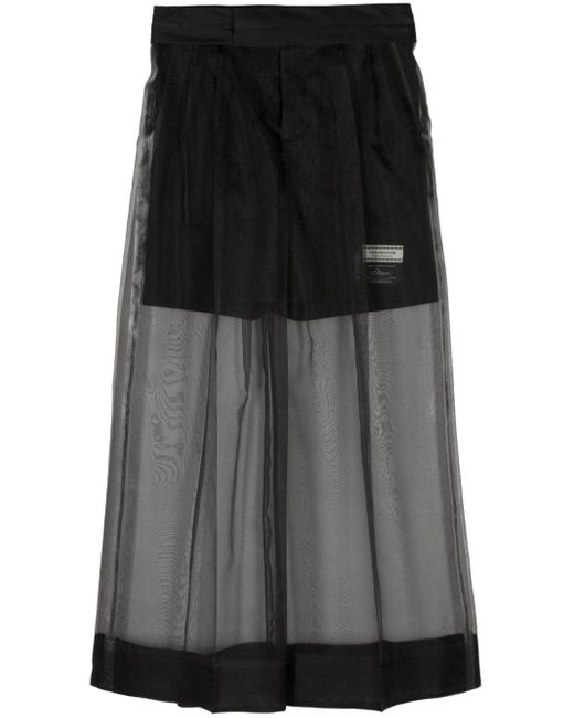 Undercover Black Silk-overlay Wide-leg Trousers