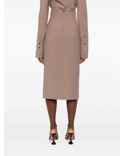 Mugler Natural Zip-Up Midi Skirt