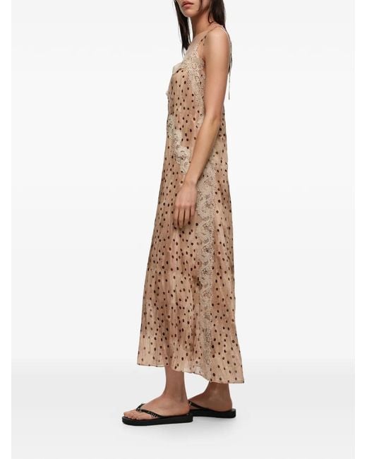 Bimba Y Lola Natural Polka-Dot Lace Dress