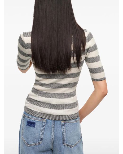 Ganni Gray Striped Top