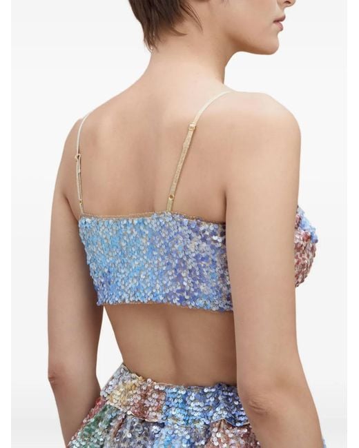 SANA OSMANI Natural Rosa Sequin Tie Top