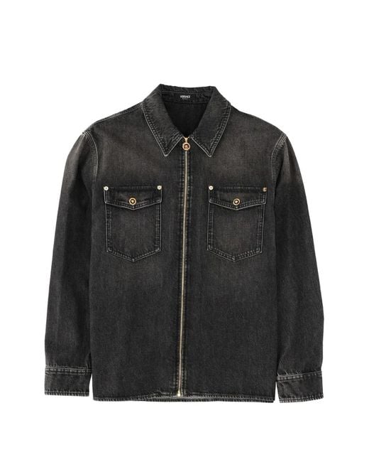 Versace Black Zip-Up Cotton Jacket for men