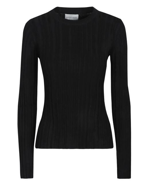 Loulou Black Elsa Ribbed Silk Top