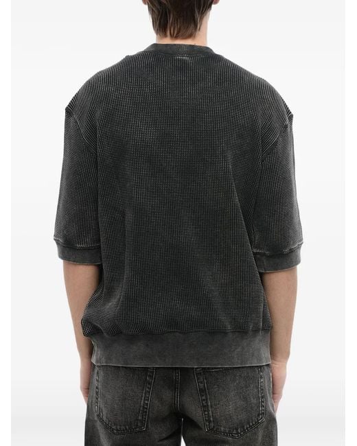 DIESEL Black Logo-Print Waffle-Knit Sweatshirt for men