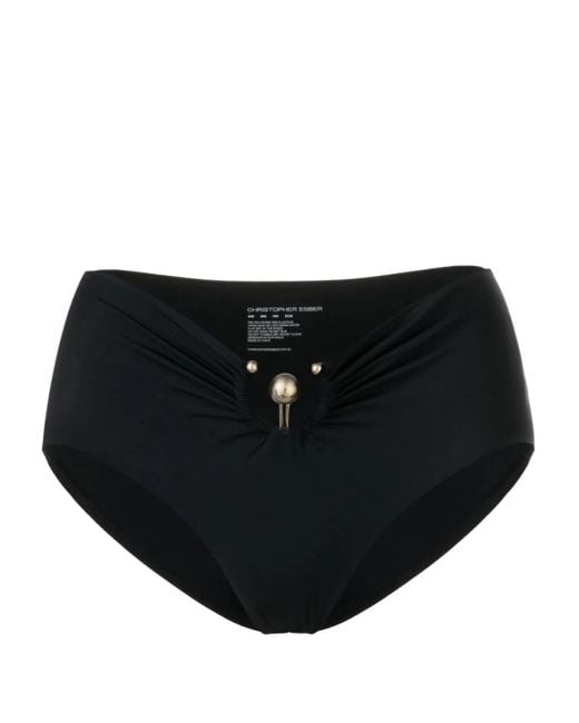 Christopher Esber Black Ring-Embellishment Bikini Bottoms