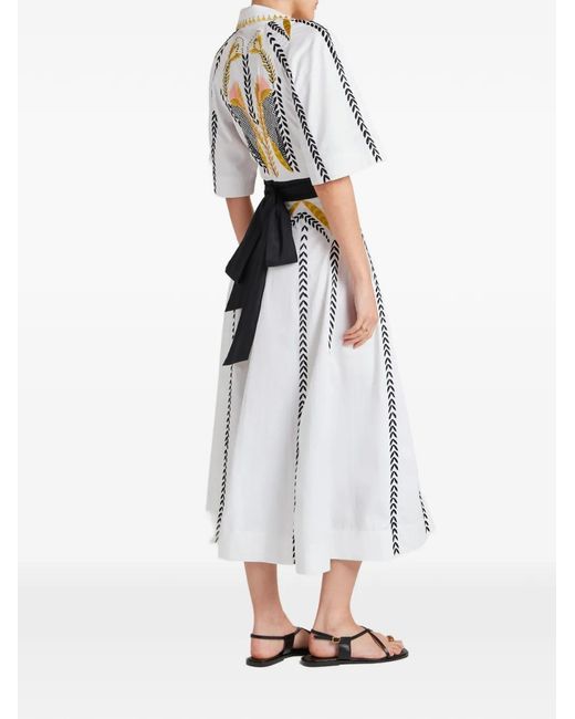 Temperley London White Juniper Floral-Print Wrap Dress