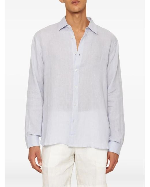 Orlebar Brown Blue Justin Linen Shirt for men