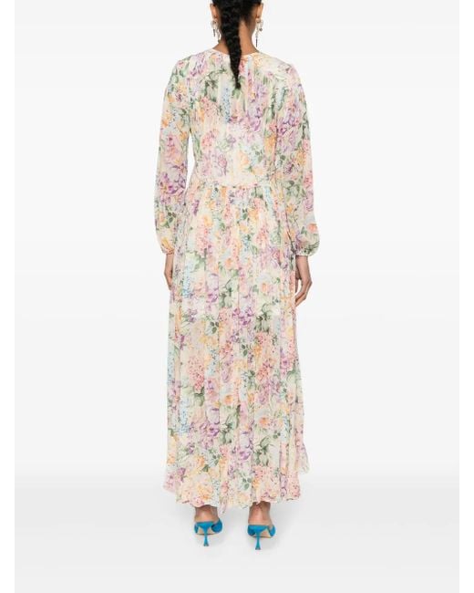 Zimmermann Natural Multicolour Floral Viscose Long-Sleeved Dress