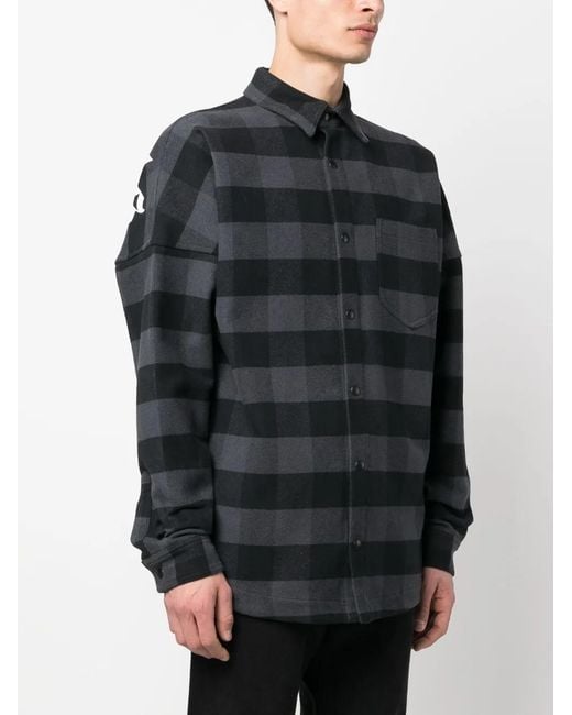 Palm Angels Black Check Pattern Cotton Shirt for men