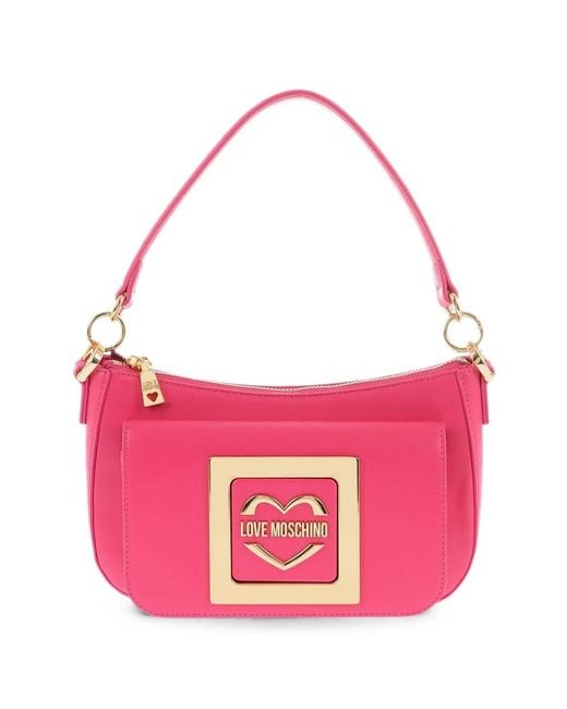 Moschino Pink Logo-Plaque Shoulder Bag