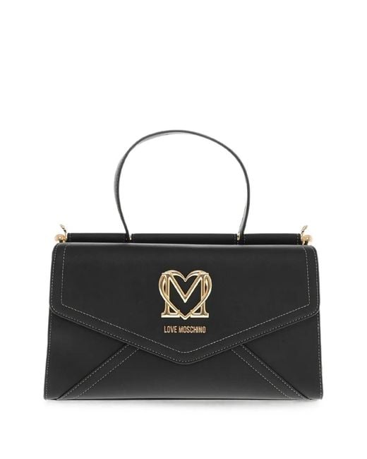 Moschino Black Logo-Plaque Tote Bag