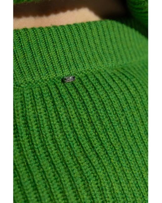 Sportmax Green Ribbed-Knit Mini Skirt
