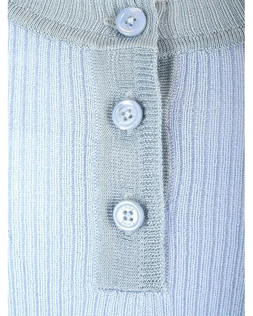 Chloé Blue Ribbed Button-Fastening Top