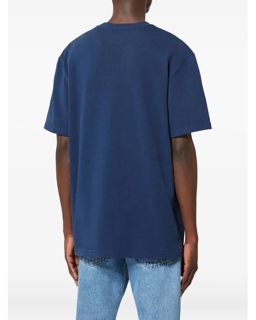 Isabel Marant Blue Hugo Logo-Patch T-Shirt for men