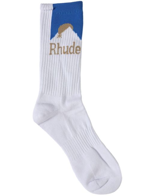 Rhude Blue Moonlight Ribbed Socks for men