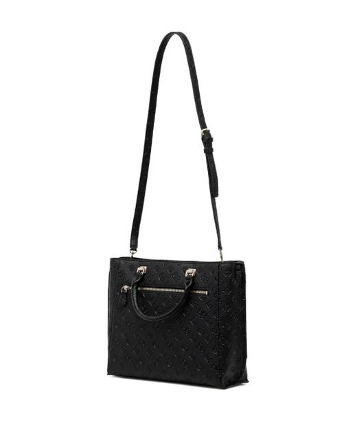 Guess Black Zarela Logo-Debossed Tote Bag