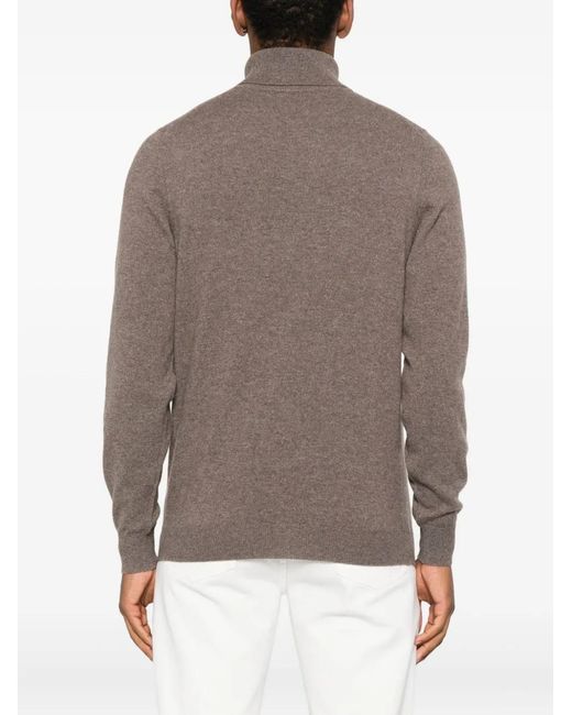 Fedeli Brown Turtleneck Cashmere Sweater for men