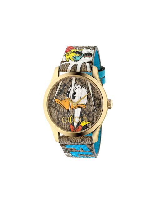 X Disney montre G-Timeless Donald Duck 38 mm Gucci pour homme en coloris  Marron | Lyst