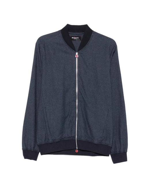 Kiton Blue Zip-Up Bomber Jacket for men