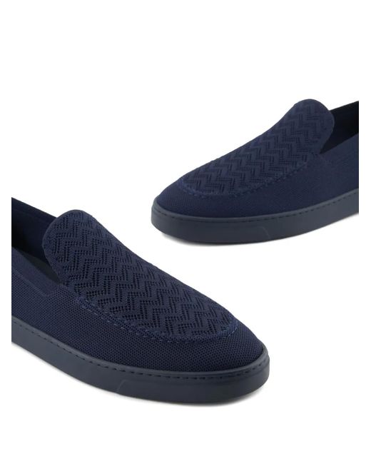 Giorgio Armani Blue Textured Upper Loafers With Streamlined Silhouette for men