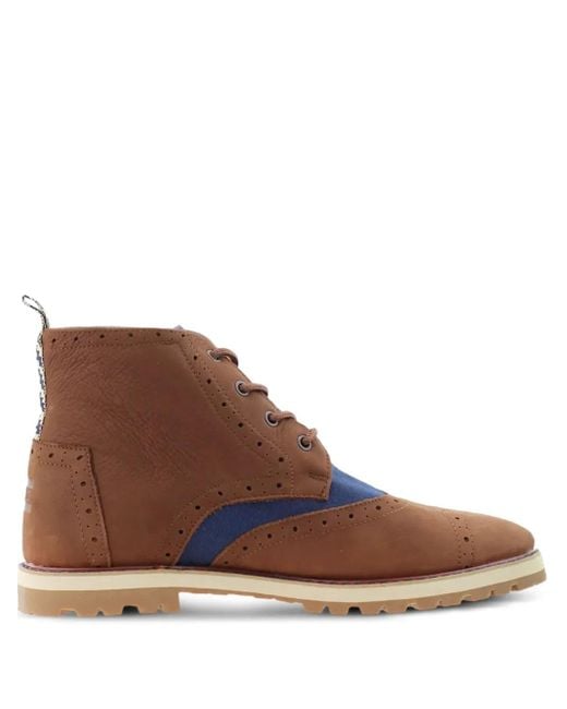 TOMS Brown Brogue Leather Boots for men