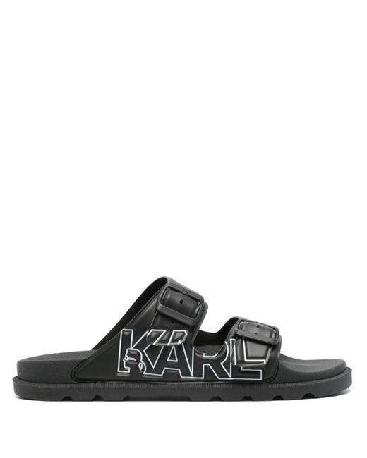 Karl Lagerfeld Black Logo-embossed Buckled Sandals for men
