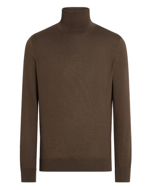Zegna Rollkragenpullover aus Kaschmirgemisch in Brown für Herren
