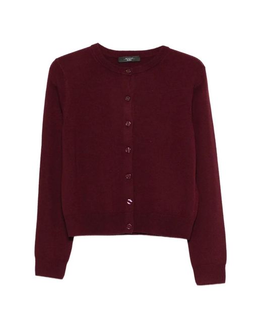 Weekend by Maxmara Red Wkdnebbia Button-Fastening Cardigan