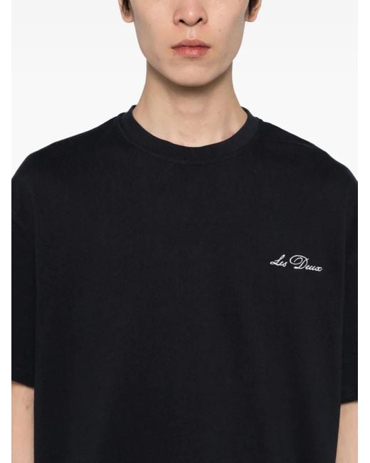 T-Shirt À Logo Brodé Les Deux pour homme en coloris Black