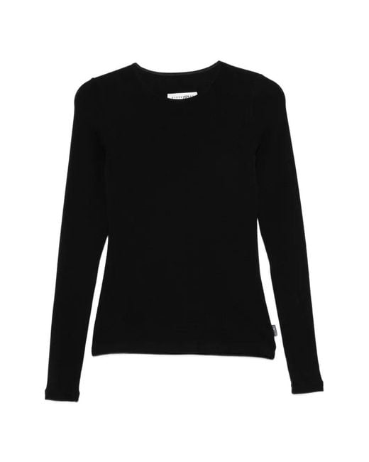 MM6 by Maison Margiela Black Ribbed-Knit Long-Sleeve Top