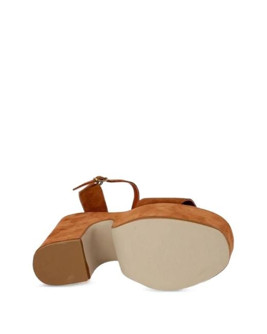 Guess Brown Logo-Plaque Platform Sandals