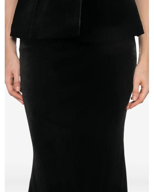 Adamaris Black V-Neck Buttoned Maxi Skirt Set