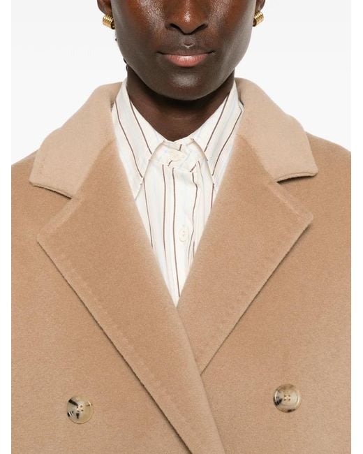 Max Mara Natural Rebus Double-Breasted Notched-Lapels Coat