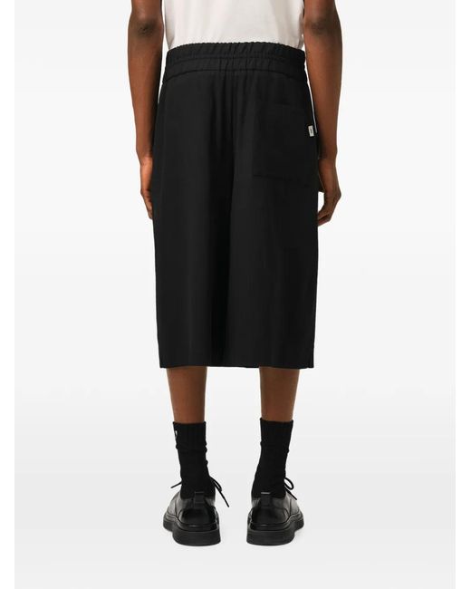 AMI Black Large Elasticated Wool Bermuda Shorts for men