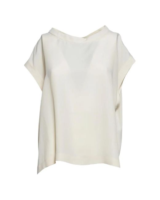 Momoní White Boat-Neck Short-Sleeve Top