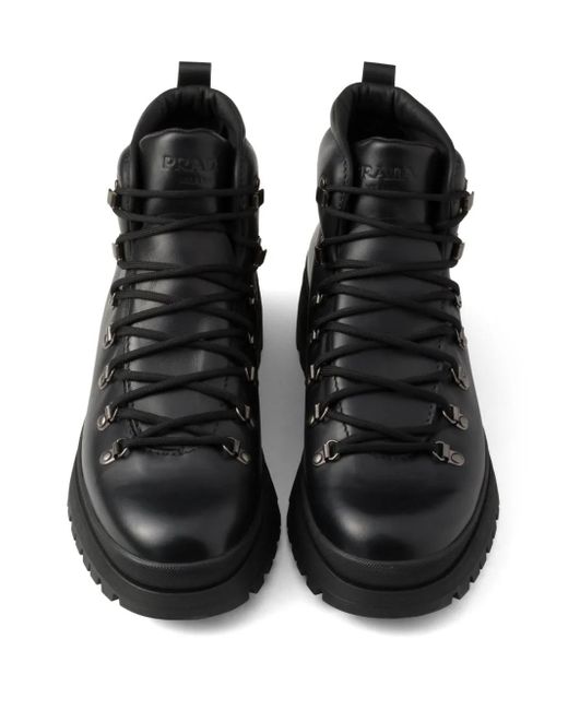 Prada Black Brixxen Leather Boots for men