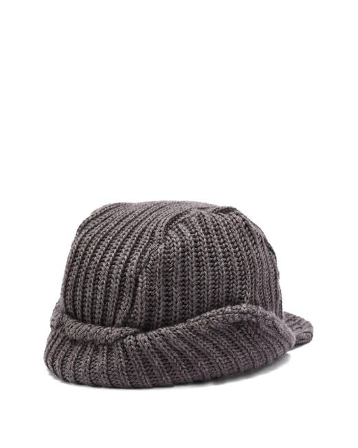 Needles Gray Ribbed-Knit Butterfly Beanie for men