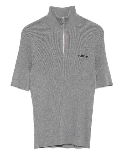 Top A Maniche Corte di Miu Miu in Gray
