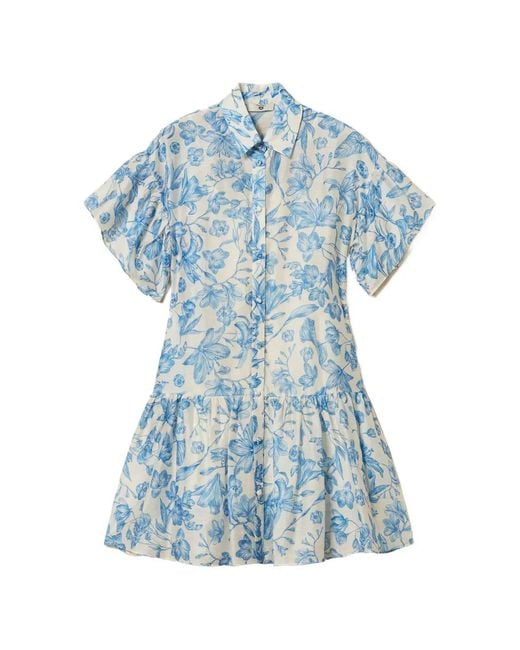 Twinset Blue Short Floral Shirt Dress