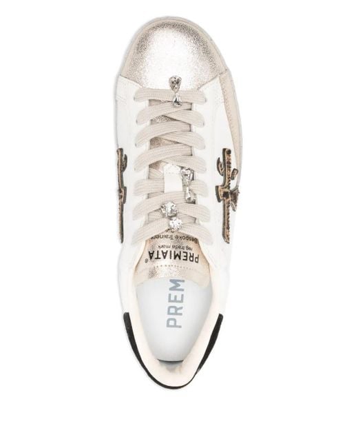 Premiata Sneakers Met Luipaardprint in het White