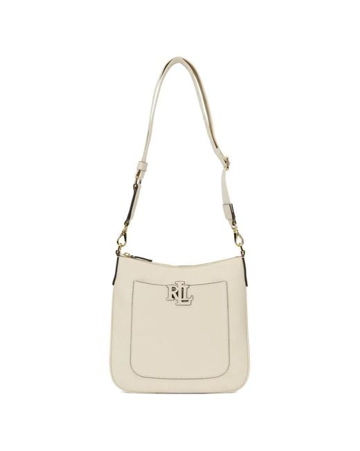 Ralph Lauren White Logo Adjustable Leather Shoulder Bag