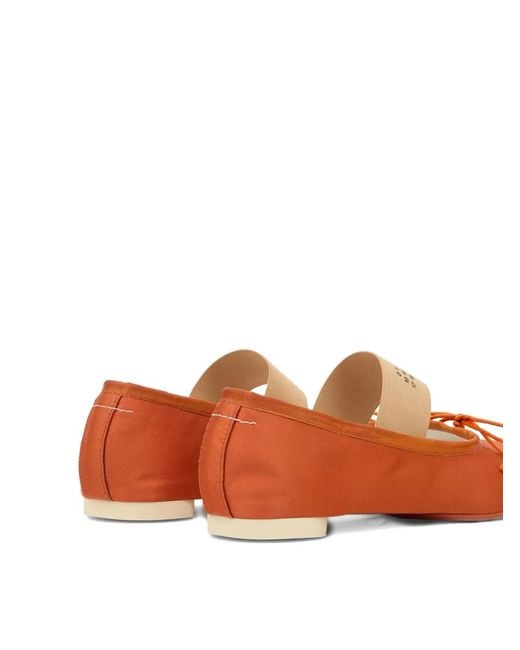 MM6 by Maison Margiela Orange Anatomic Numeric Bow-Detail Ballerina Flats