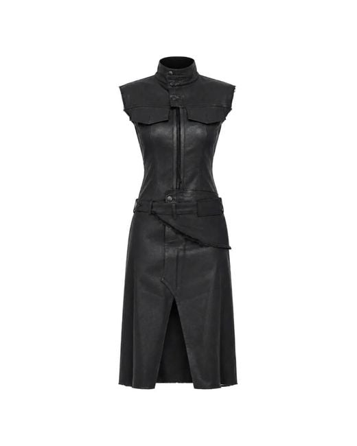 OTTOLINGER Black Denim Belted Midi Dress